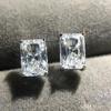 Rectangular cut transparent zircon earrings