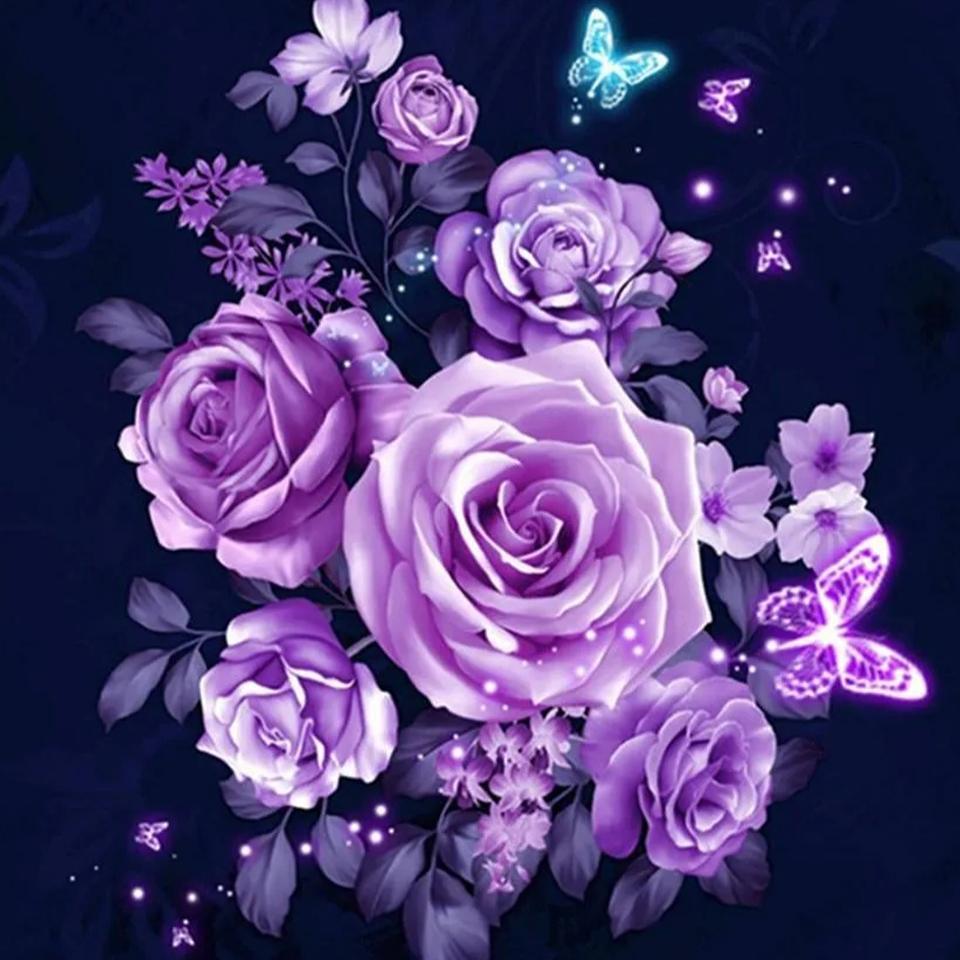 Colorful Diamond 5DDIY Painting Embroidery Animal Flower Picture Rose Mosaic Butterfly Cross Embroidery Wall Home Decoration