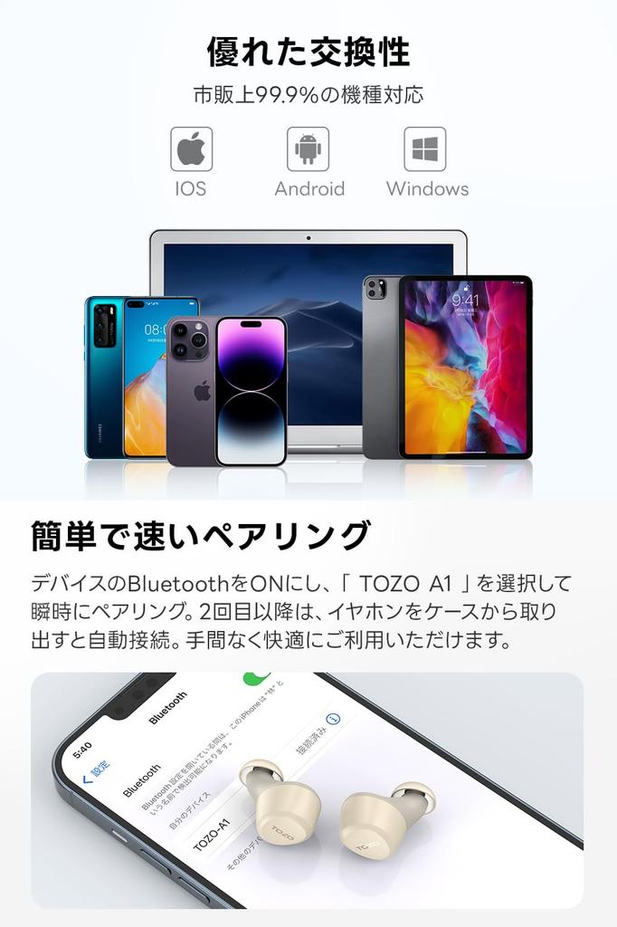 TOZO Wireless Superior Sound Compact and Noise Reduction for Bluetooth IPX5 Up To 32 Hours of App Custom EQ Compatible with Voice Instant Fast