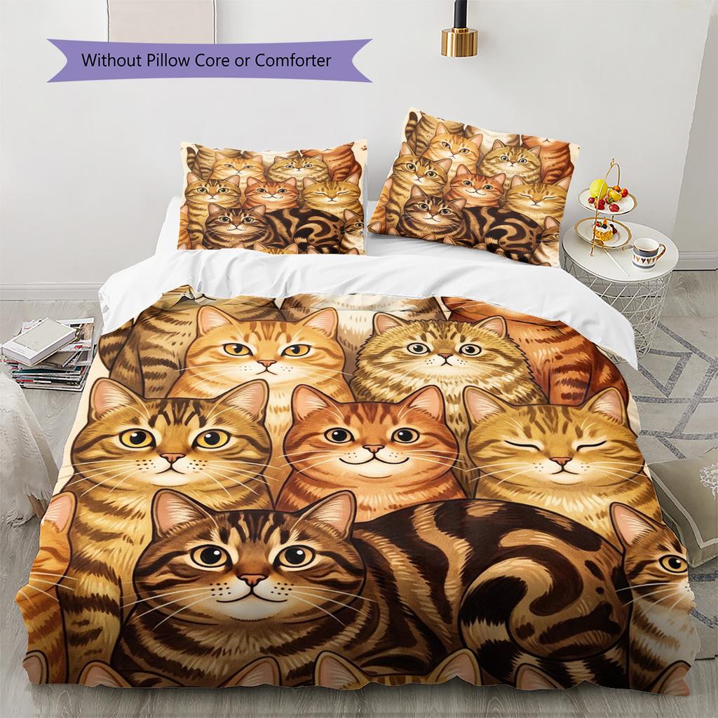 Civet cat Pattern Bedding Quilt Set Quilt Cover Pillowcase Home Decoration Birthday Gift (1 * duvet cover + 2 * pillowcase, without core)