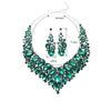 European and American Exaggerated Atmosphere Red Crystal Necklace Earrings Set, Bridal Wedding Alloy Jewelry Women's Accessories