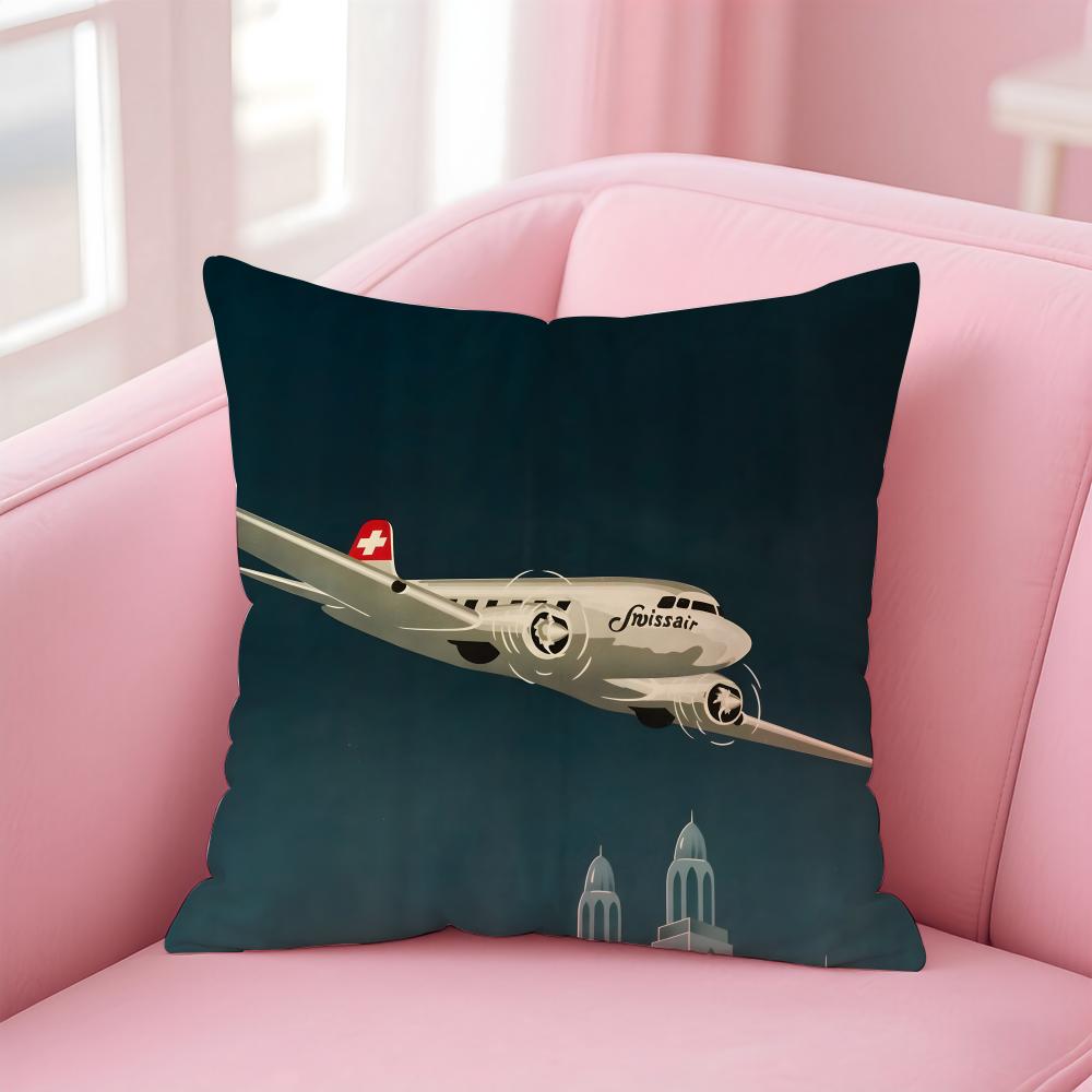 SSwissair Cushion Cover Pillow Case Soft Friendly Fabric  Concealed Zipper