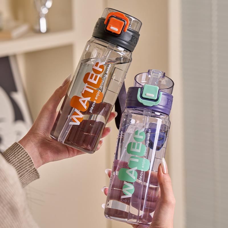 Water bottle1011 new large capacity plastic cup high temperature resistant straw cup student portable outdoor sports water cup logo