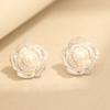 Elegant Classic Micro-inlaid Zircon Brushed Rose Stud Earrings Gold and Silver Pearl Flower 925 Silver Needle Earrings Earrings