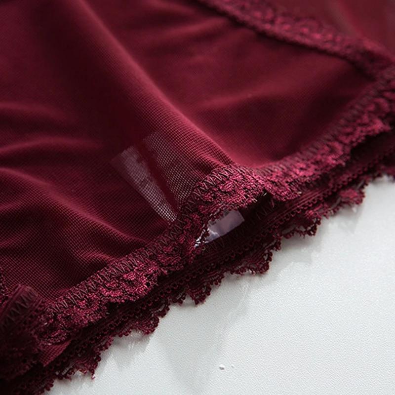 Solid Ruffle Lace Mesh Seamless Panties For Women Hollow Out Transparent Sexy Underwear Briefs Female Lingerie Thongs