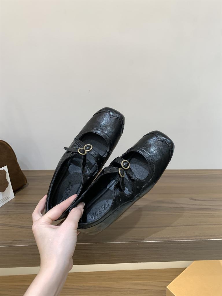 Retro Mary Jane Einzel-Schuhe aus Wildleder mit flachem Boden Damenschuhe 2025 neu Herbst Rock Ballett Abendschuhe
