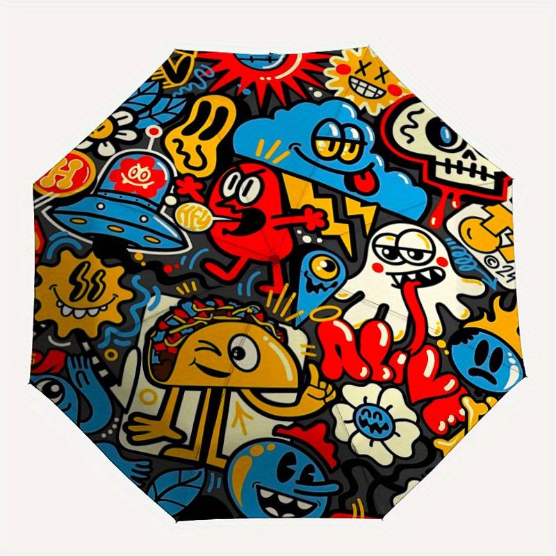 1pc Cartoon Characters Automatic Open 8-Rib Windproof Umbrella, Travel & Commuting, Suitable for All Seasons, Lightweight Portable 097