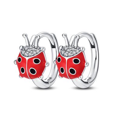 Boucles d'oreilles Coccinelle en Argent 925 Bijoux de Luxe Cadeau Pour Femme Fille Fête Mode Pendientes