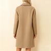 Womens Solid Color Jacket Casual Loose Fit Button Coats Button Up Long Sleeve Outerwear With Pocket, Hooded Overcoat
