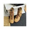 Sheepskin Version Retro Versatile Leather Boxing Boots Women's Short Boots Strap Side Zipper Outer Wear Mountaineering Training Martin Boots