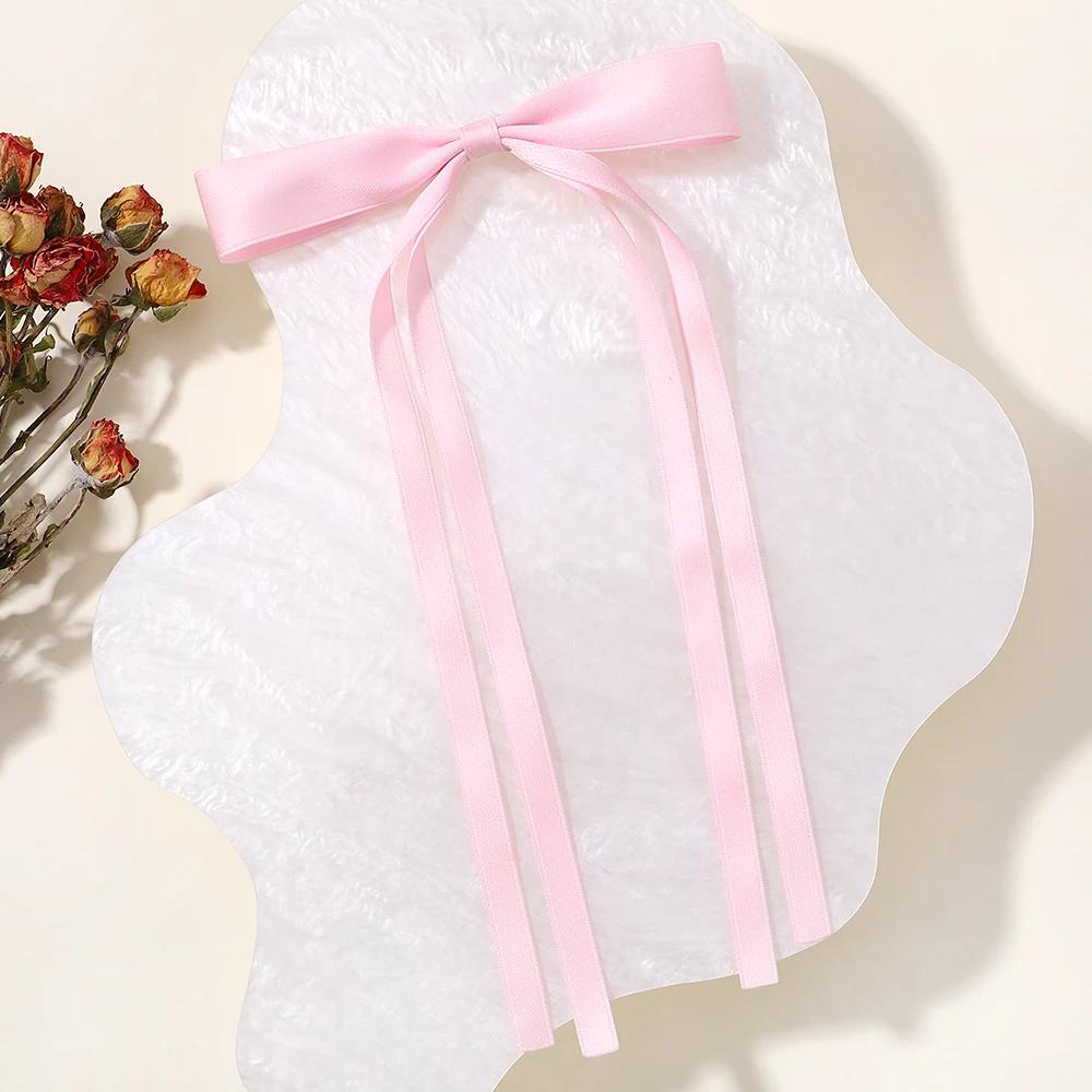 2pcs Long Tassel Ribbon Hairpin Cute Candy Bow Clip for Women Girls Party Gifts Headwear Side Clips Hair Accessories