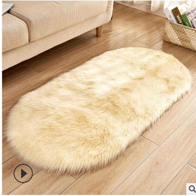 

Большие размеры Белые коврики из искусственного меха Большой овальный коврик из искусственной овчины Длинные волосы Ковер Пол Шерсть Пушистый мягкий коврик Спальня Для гостиной 60*120cm светло-желтого