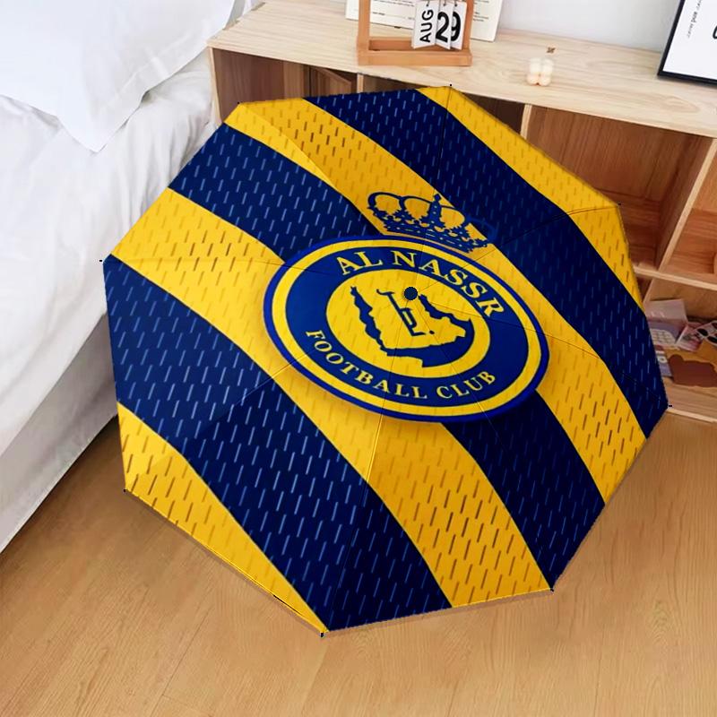 1PC Al-Nassr Football Club Crest Printed Umbrella Folding umbrella, automatic umbrella 8-Frame for Travel, camping Fan gifts Christmas Gifts