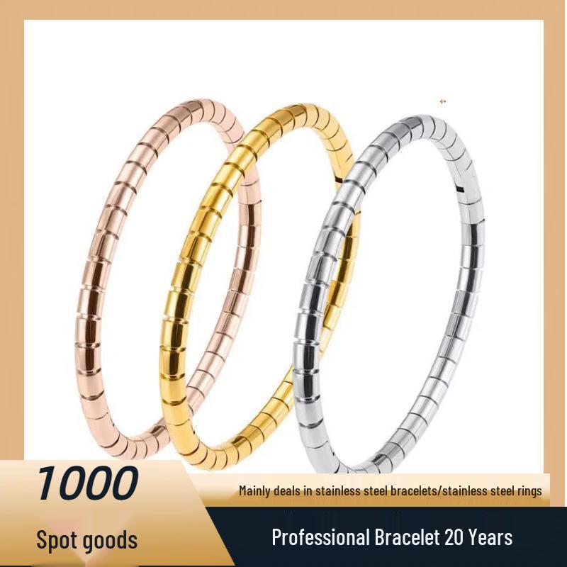 Elegant Women's Stainless Steel Bracelet: Bamboo Joint Design, Non-Fading Titanium Steel, High-End Feel.