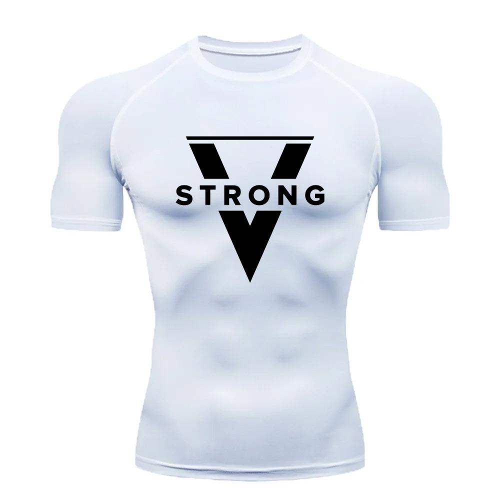 

Мужская компрессионная рубашка с короткими рукавами, обтягивающая футболка для бега, спортивная одежда для тренажерного зала, бодибилдинга, быстросохнущий летний спортивный топ S-3XL L