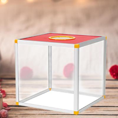 Clear Lucky Draw Box Comment Lottery for Business Fundraising Voting 20x20x20cm Four Sides