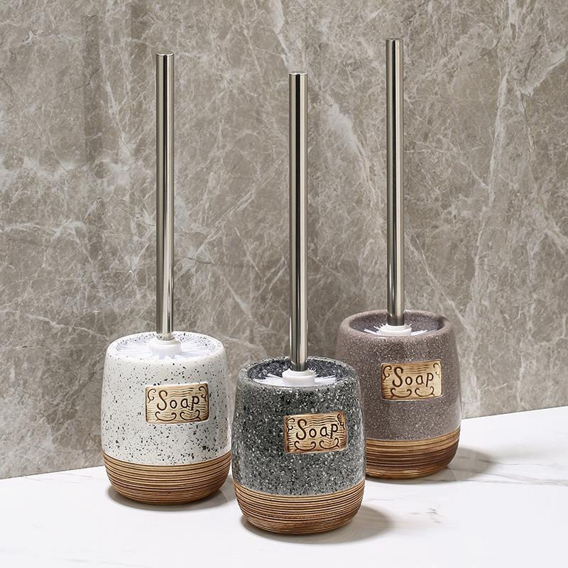 Szczotka toaletowa z długim uchwytem i ceramicznym pojemnikiem, odczepiane miękkie włosie do głębokiego czyszczenia