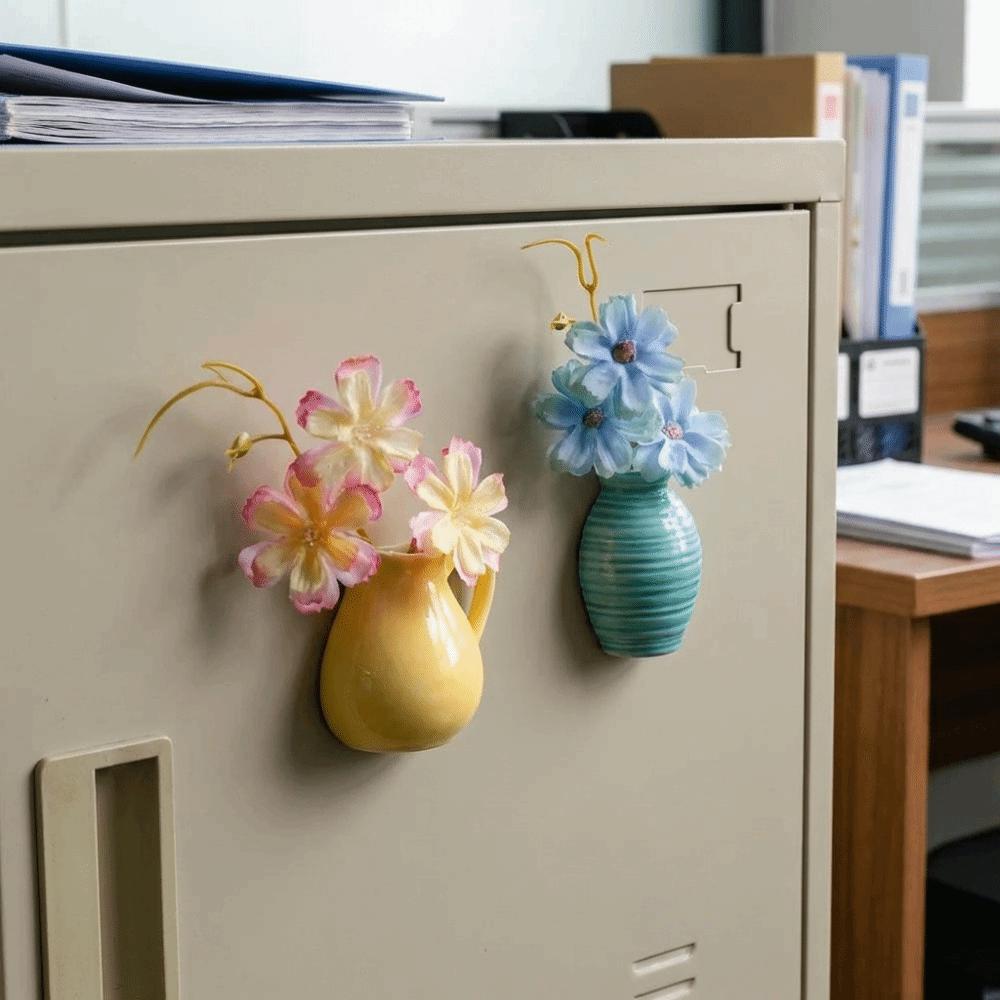 2PCS Exquisite Refrigerator Magnets Vase Colorful Mini Plant Vase Vase Fridge Stickers  Restaurant