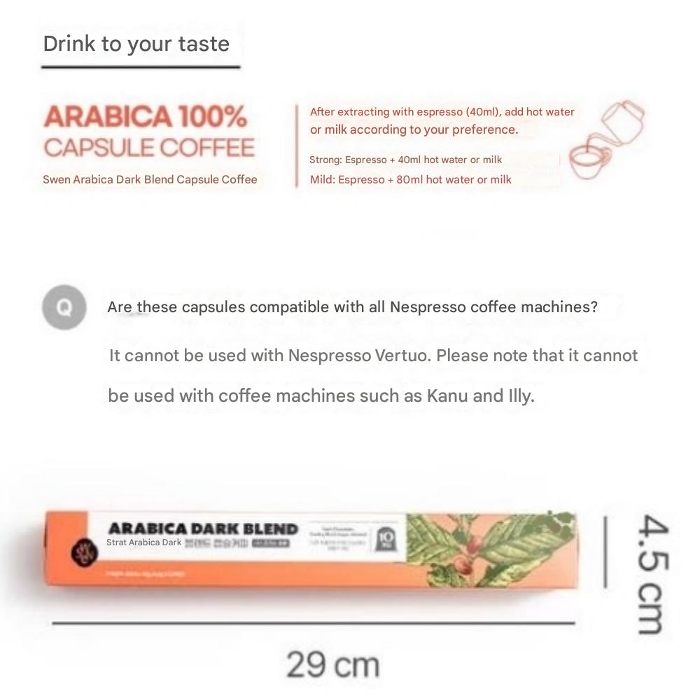 Arabica Dark Blend Coffee Capsules 45g (4.5g X 10)