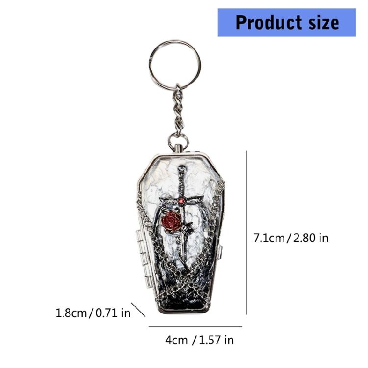 Stainless Steel Coffin Shape Keychain Ashtray Organiser Portable Outdoor Accessory With Secure Storage Compartment