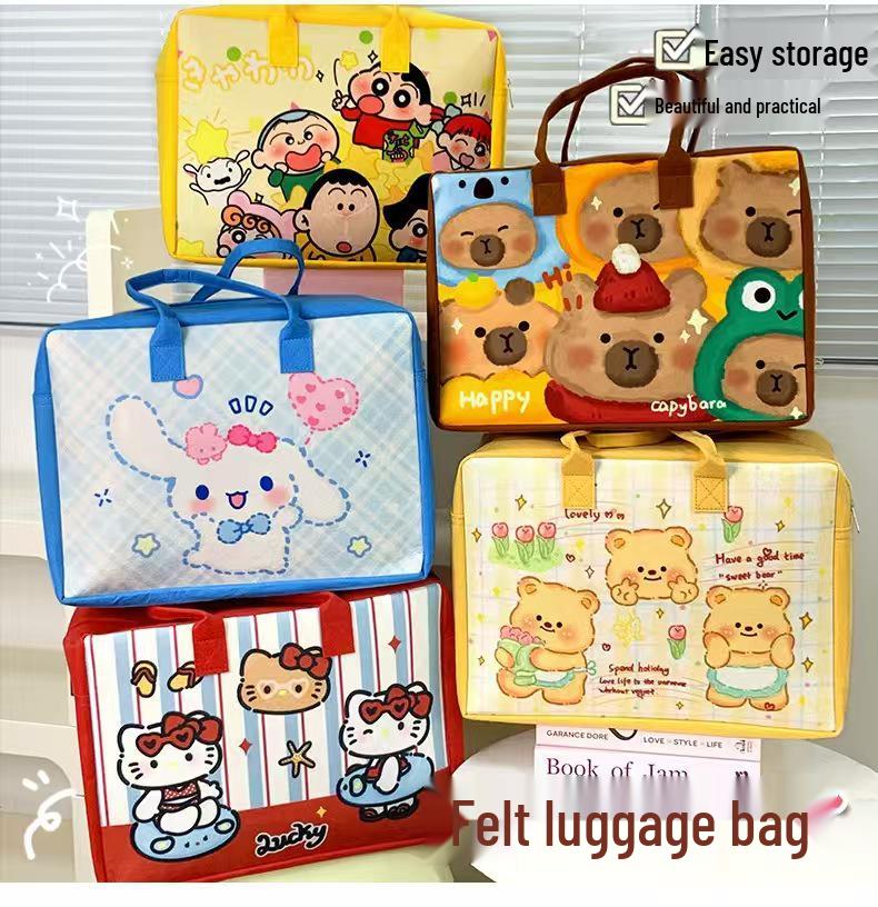 Large Capacity Cute Cartoon Felt Travel Bag