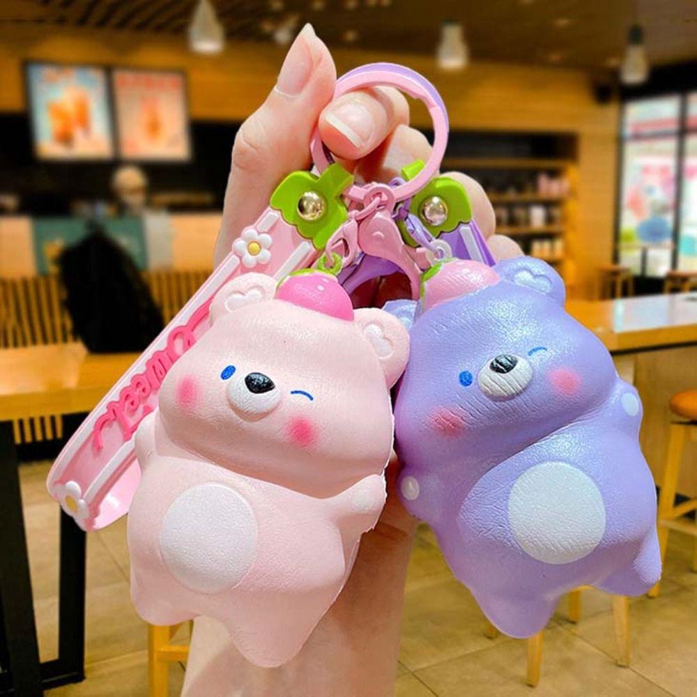 Cartoon Animals Bear PU Slow Rebound Squeeze Bear Fidget Keychain Bear Squeeze Toy  Children Toys