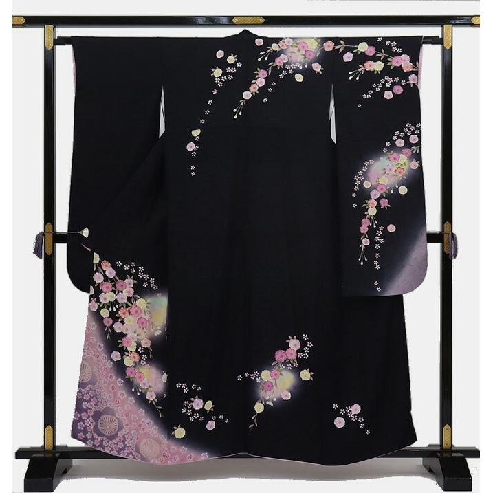 

[Small size] Furisode [Used] Black simple furisode [Condition rank B]