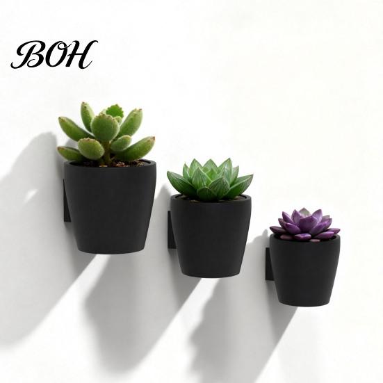 Space-saving Wall Decor 3D Printed Planter, Hanging Indoor Flower Pot for Green Plant Display Succulents, Minimalist Black Holder Home Office Creative