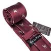 Barry.Wang Mens Wine Red Tie Dinosaur Print Necktie Hanky Cufflinks for Wedding Formal