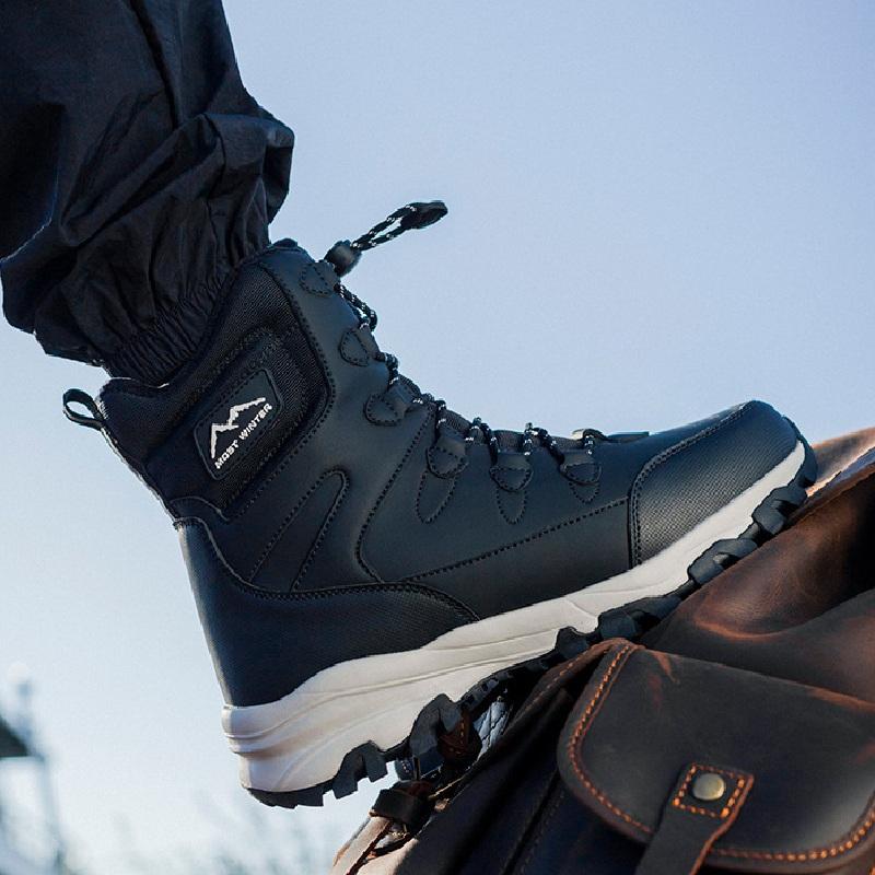 Schneestiefel für Männer und Frauen sind wasserdicht, rutschfest, dick, warm und kältebeständig, mit drehbaren Knöpfen