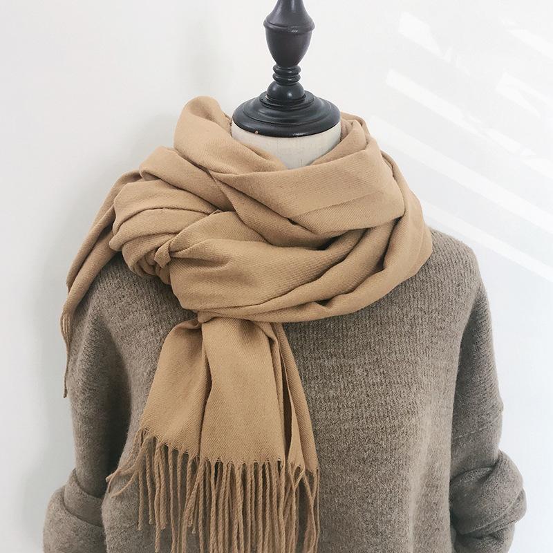 Solid Color Scarf for Women in Winter Korean Style Versatile Student Autumn and Winter Thickened Long Imitation Cashmere Red Men's Scarf Trendy