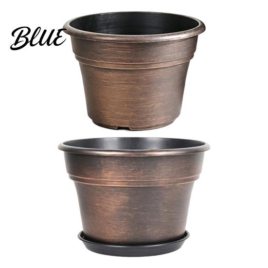 Retro Verwitterte Pflanzgefäße Blumentopf mit Untersetzer Bronze-Finish Pflanzenentwässerungslöcher Kupferstruktur Atmungsaktiv Verdickter Kunststoff-Pflanztopf für