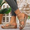 Fashion Women Slippers New Summer Wedge Sandals Open-toe Casual Slippers Fashion Thick-soled Large-size Shoes for Women Slides Women