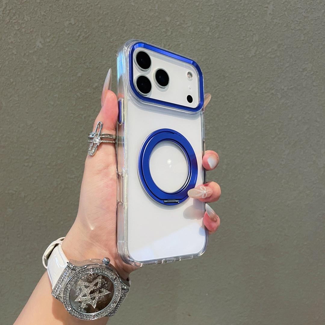

Case For iPhone 17 16 15 14 13 12 Pro Max Air Magsafe 360° Rotation Metal Stand Clear Soft Edge Hard PC Backplate Hybrid Cover Pc + tpu&iPhone 12