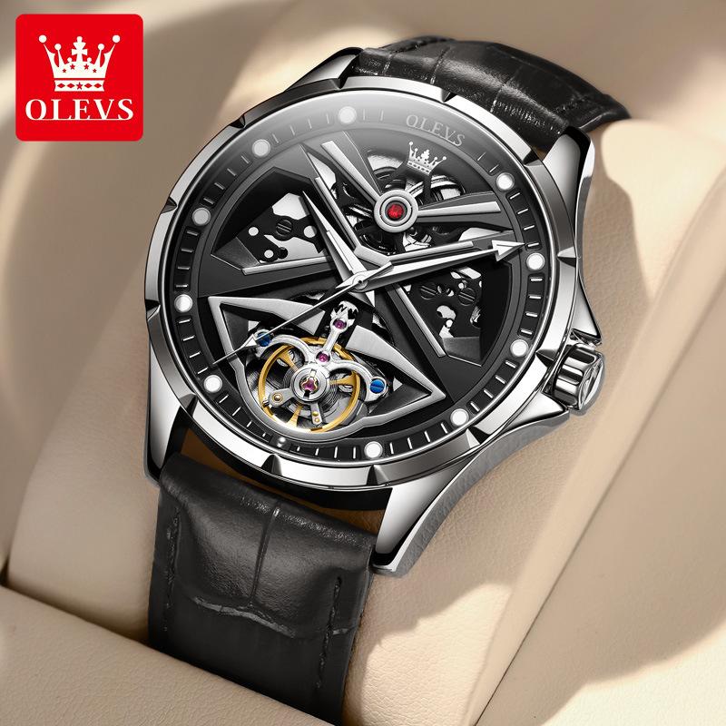 OLEVS Neue Uhr Mode Hohl Mechanische Uhr Authentische Wasserdichte Herrenuhr Herrenuhr
