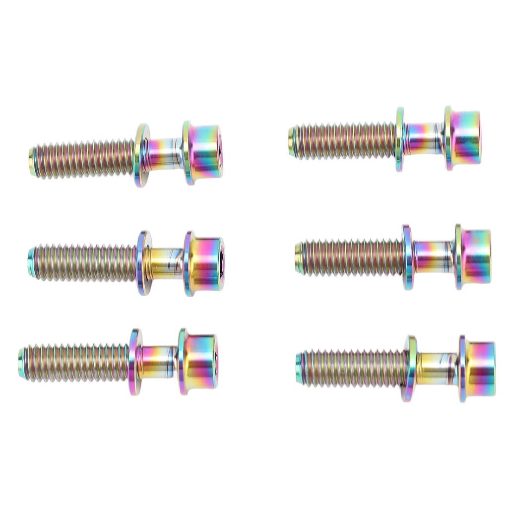 6PCS Bike Stem Bolts Titanium Alloy M5x20mm Bike Handlebar Stem Bolts Screws with Washer for Mountain Bikes Road Bikes