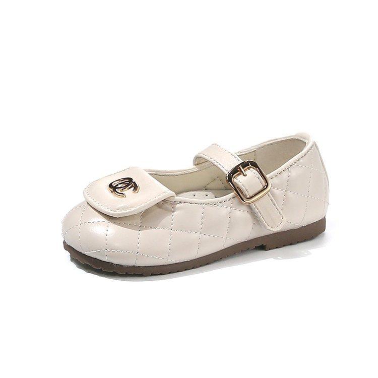 

Кожаная обувь для девочек 2025 весна и осень новая маленькая девочка зарубежные туфли принцессы детская мягкая подошва детская модная обувь универсальная 34 бежевый