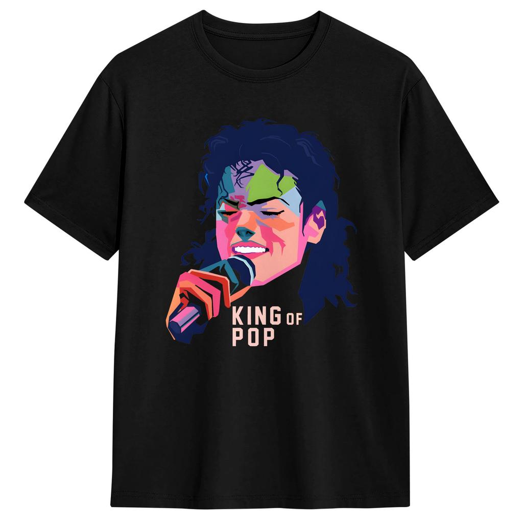 Pop Art Poster of MMichael JJackson TShirt Summer 100 Cotton TShirts For Unisexs Casual Tshirt ShortSleeve Y2K Basic Top Tees