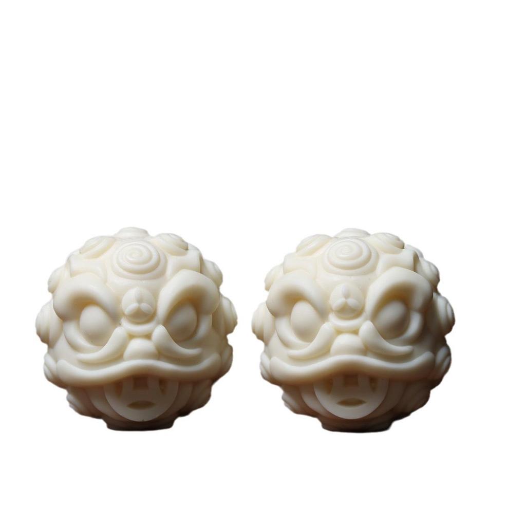Ivory Dragon & Phoenix Fruit Massage Hand Balls - Wooden Walnut Health Gift for Elders