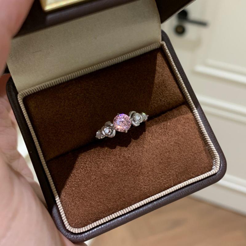 Französischer Luxus Pinker Diamant Aquamarin Rosenring