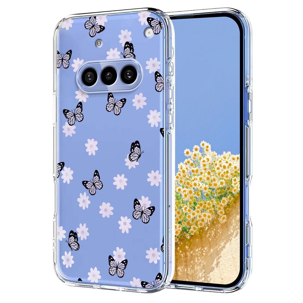 בשביל כלום טלפון (3 א) כיסוי טלפון TPU עם הדפס פרפרים פרחוני