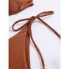 Rust Shiny Bandeau Bikini Set Metal Ring Side Tie Two Piece Swimsuit