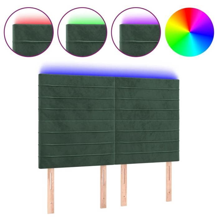 VidaXL LED Headboard Bedroom Furniture Double Bed Accessory Head of Bed Frame Interior Dark Green 3122615