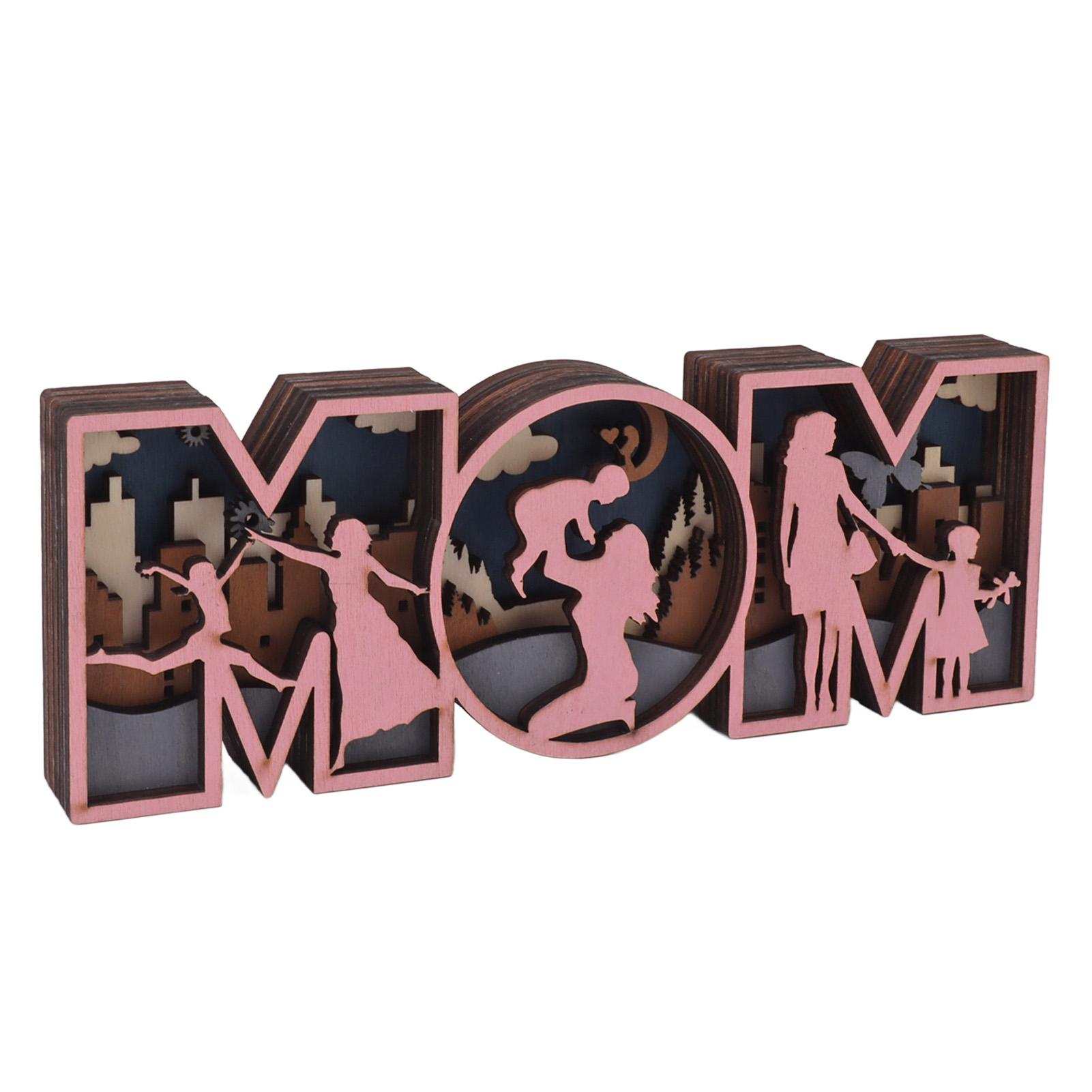 

Letters Decoration Wooden Exquisite Cute Shape Mom Letters Sign Ornament for Mothers Day Type 1