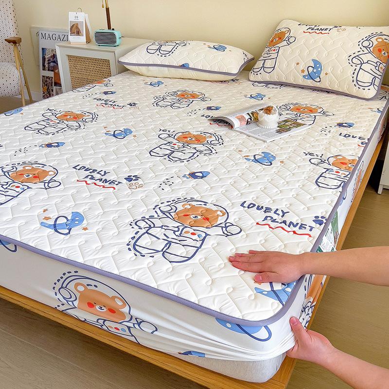 Latex-Schlafmatte für Mutter und Baby, dreiteilige Tagesdecke mit kühler, seidengepolsterter Latex-Matratzenschutzhülle