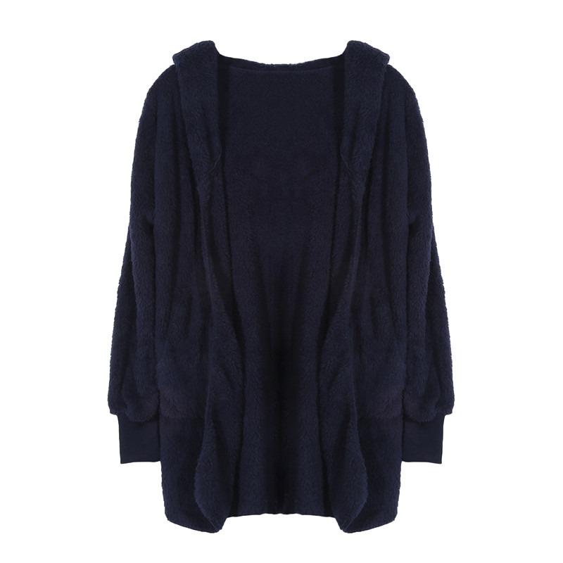 

Женская мода Осень Зима Теплая Удобная Толстовка Ветровки Однотонный Кардиган с Длинным Рукавом Пальто с Капюшоном M