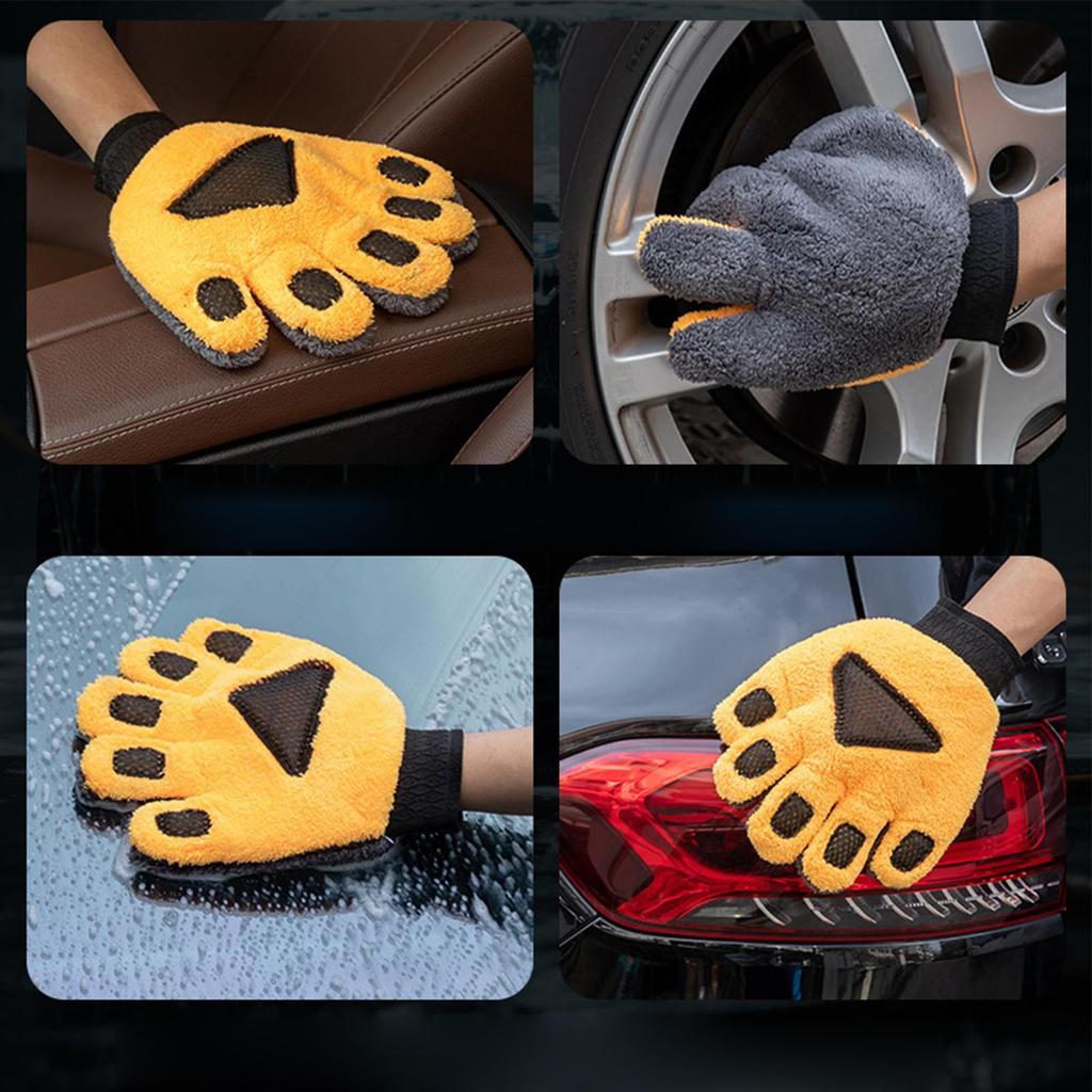 Car Washing Gloves Microfiber Car Cleaning Brush Double-Faced Coral Fleece Cleaning Brush Gloves Car Detailing Cleaner Care Tool