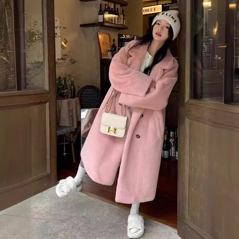 Long Winter Coat Women's Suit Collar Imitation Mink Hair 2 Maillard Fur Fur Coat Trendy Coat