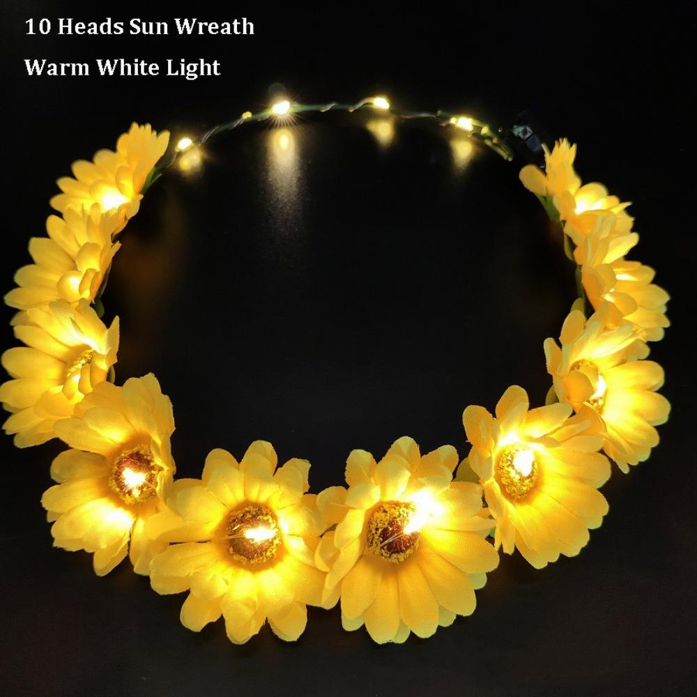6/7/10 Heads Sun Flower Ring Wire&Cloth Hair Hoop Sun Flower Headband Women Girl Birthday Favor