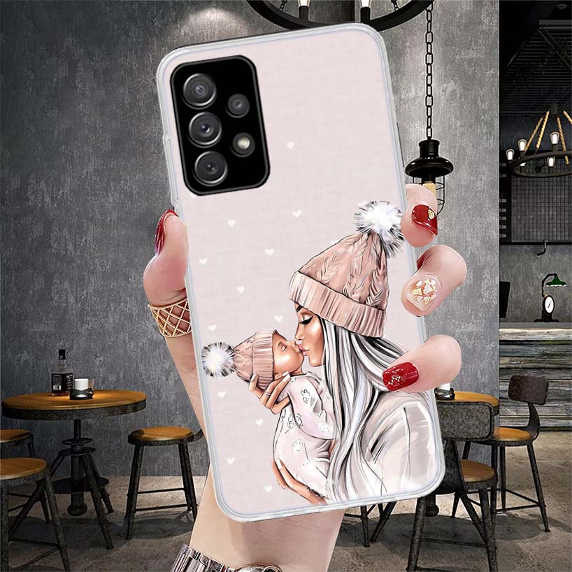 

Mom Baby Girls Phone Case For Samsung Galaxy A12 A22 A32 A52 A72 A02S A51 A50S A71 A70 A31 A20S Note 20 Ultra S10 A10S Galaxy A1 Samsung Note 10